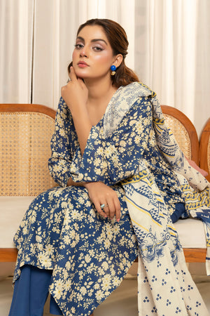 3 Piece Multi Blue Unstitched Printed Lawn - (Vol-103/22)3P-S-25-D5 - SAFANOOR