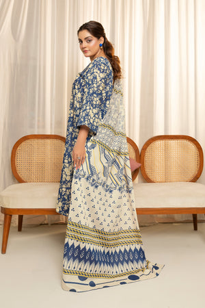 3 Piece Multi Blue Unstitched Printed Lawn - (Vol-103/22)3P-S-25-D5 - SAFANOOR