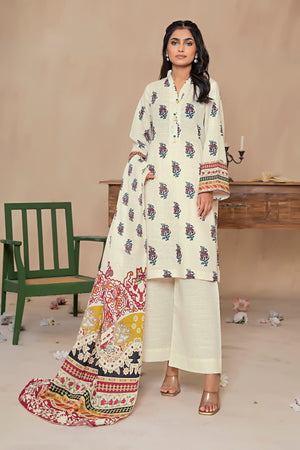 3 Piece Off White Khaddar Unstitched - SafaNoor