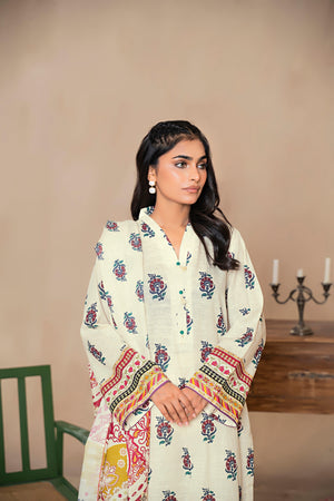 3 Piece Off White Khaddar Unstitched - SafaNoor