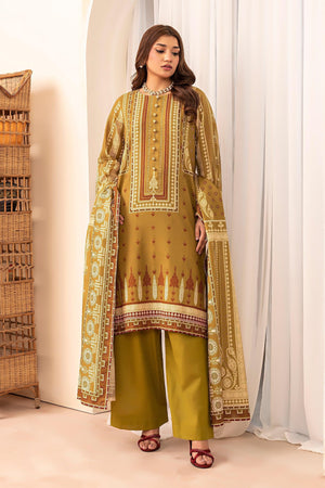 3 Piece Olive Green Khaddar Unstitched - SafaNoor