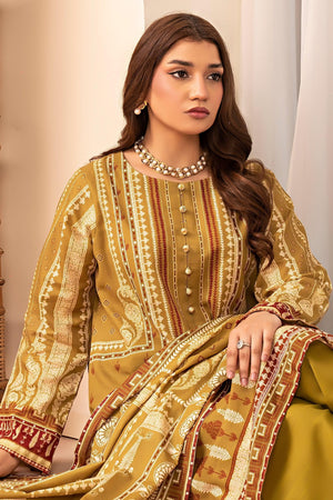 3 Piece Olive Green Khaddar Unstitched - SafaNoor