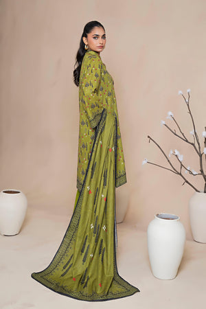 3 Piece Olive Green Khaddar Unstitched - SafaNoor