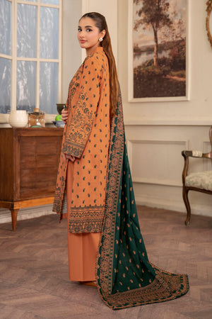 3 Piece Orange Unstitched Printed Khaddar - (Vol-109/09)D10 - SAFANOOR