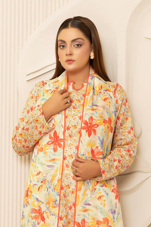 3 Piece Orange Unstitched Printed Lawn - (Vol-103/22)3P-S-25-D10 - SAFANOOR