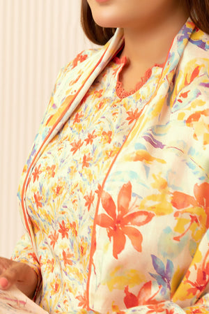 3 Piece Orange Unstitched Printed Lawn - (Vol-103/22)3P-S-25-D10 - SAFANOOR