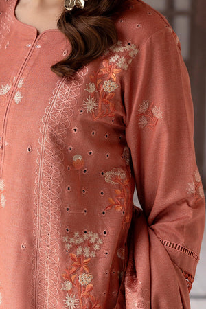 3 Piece Peach Embroidered Karandi Unstitched - SafaNoor