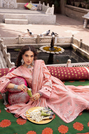 3 Piece Peach Embroidered Organza Lawn - SafaNoor