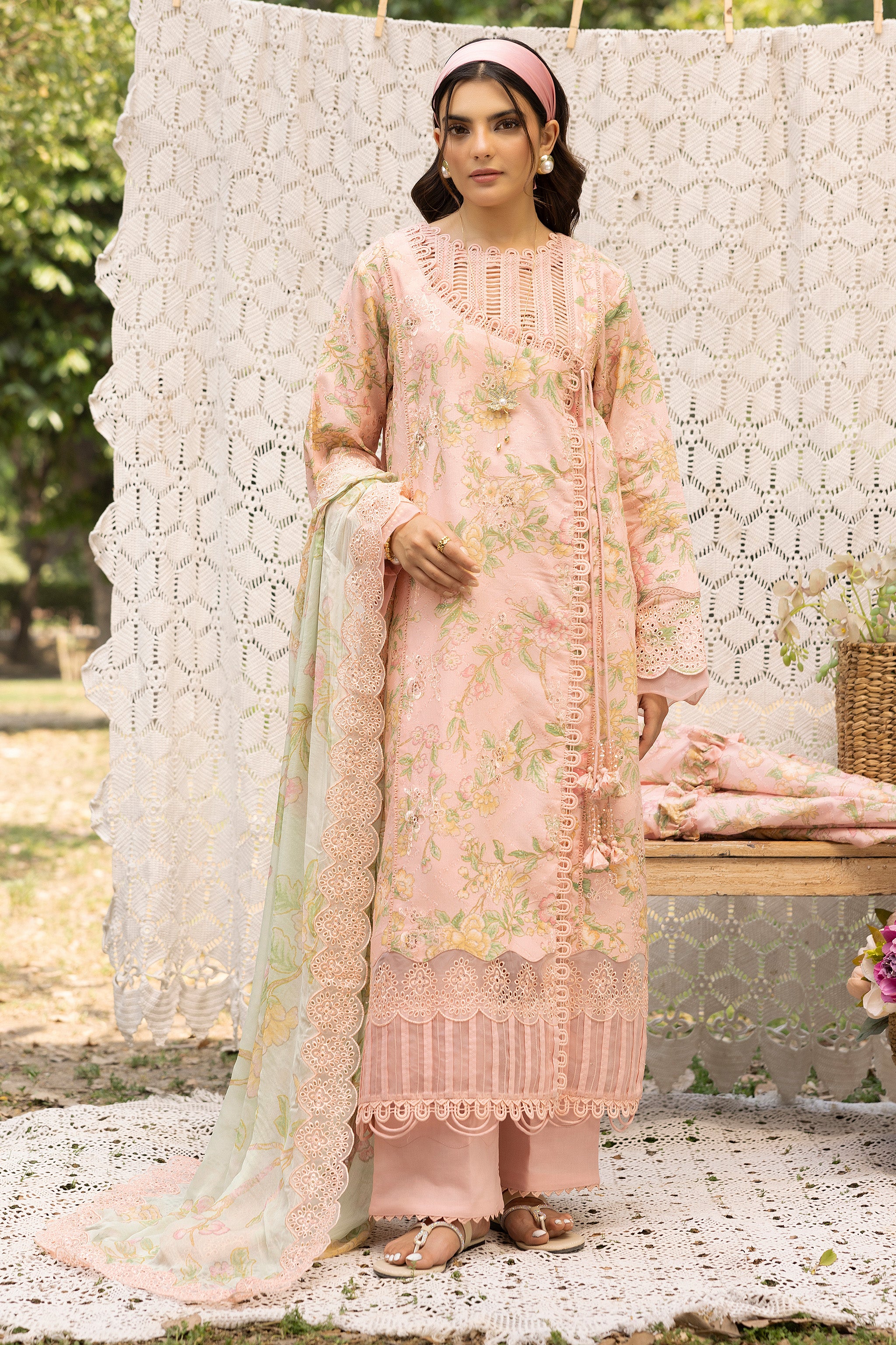 3 Piece Peach Unstitched Embroidered Lawn - (Vol-108/12)3P-S-25-D7 - SAFANOOR