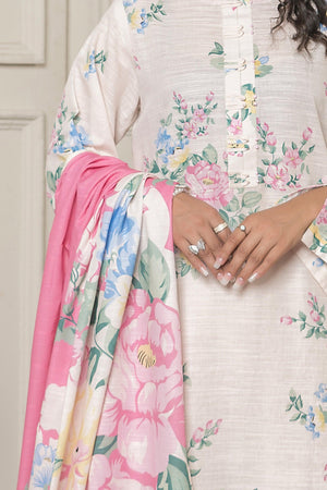 3 Piece Pearl White Khaddar Unstitched - SafaNoor