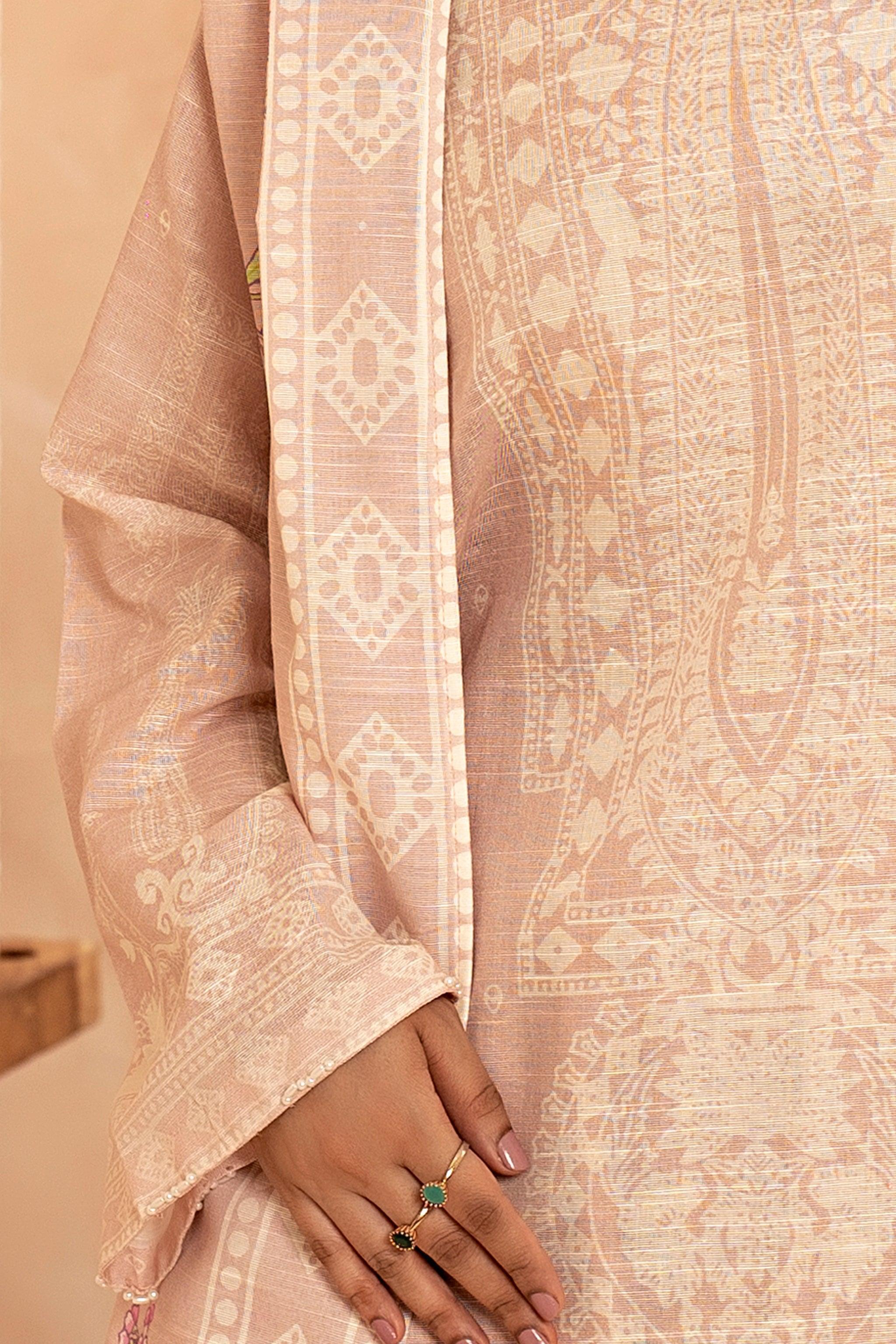 3 Piece Pink Khaddar Unstitched - SafaNoor