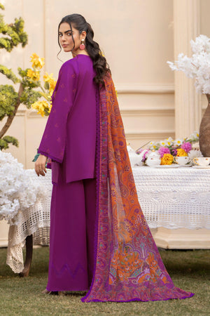 3 Piece Plum Embroidered Lawn Unstitched - SafaNoor