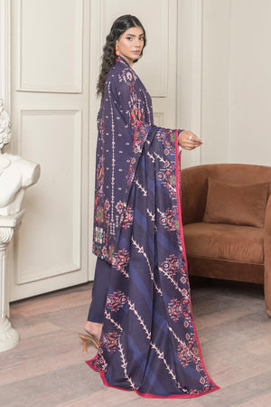3 Piece Plum Khaddar Unstitched - SafaNoor
