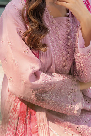3 Piece Premium Unstitched Light Pink Embroidered Lawn Suit