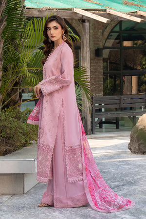 3 Piece Premium Unstitched Light Pink Embroidered Lawn Suit