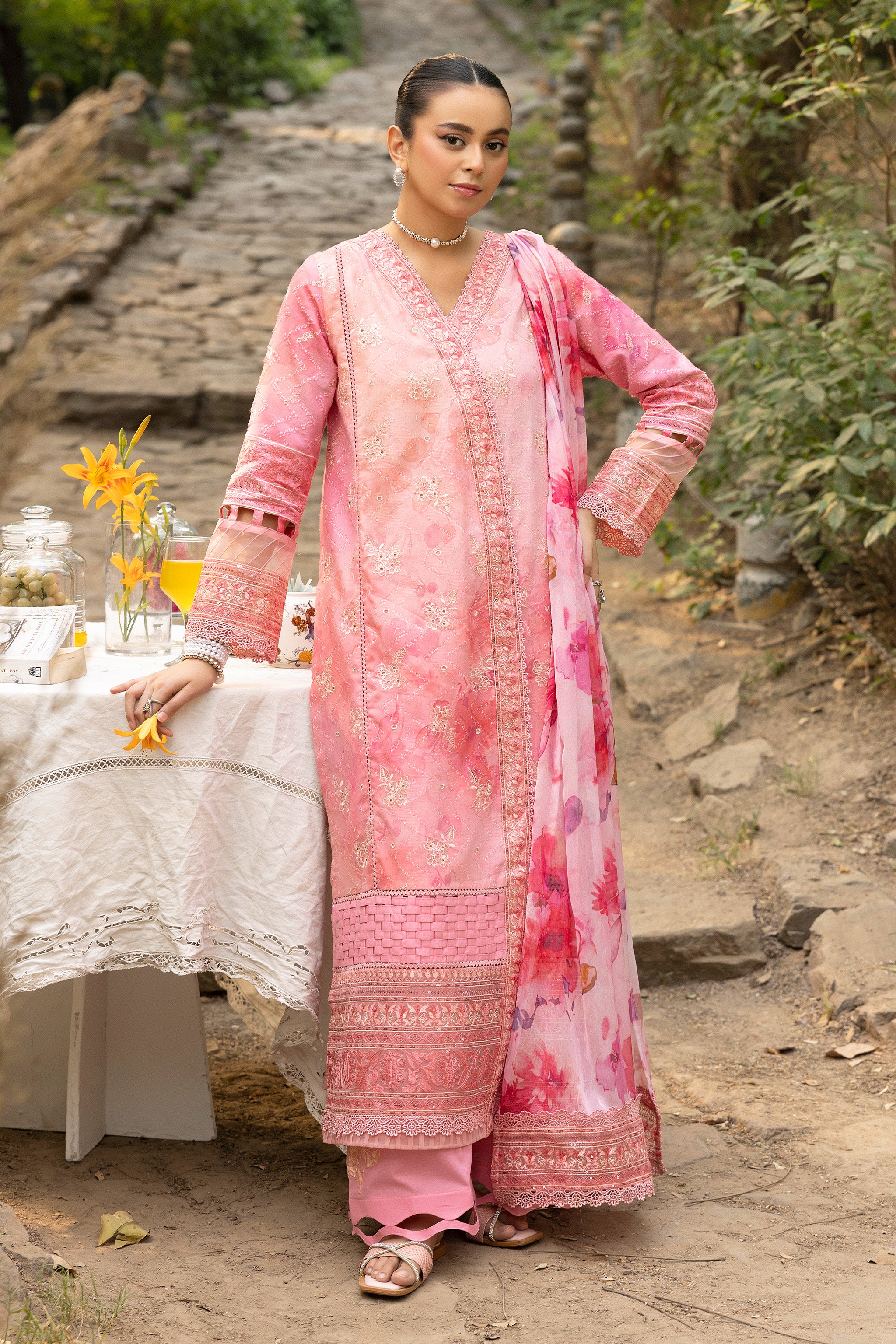 3 Piece Rose Pink Unstitched Embroidered Lawn - (Vol-108/12)3P-S-25-D5 - SAFANOOR