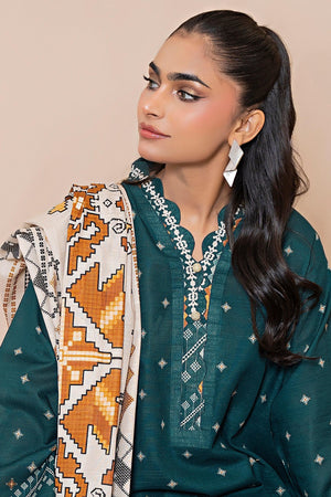 3 Piece Sea Green Khaddar Unstitched - SafaNoor
