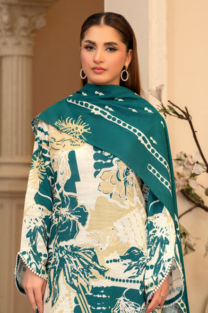 3 Piece Sea Green Unstitched Printed Khaddar - (Vol-109/09)D12 - SAFANOOR