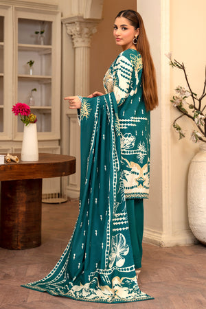 3 Piece Sea Green Unstitched Printed Khaddar - (Vol-109/09)D12 - SAFANOOR