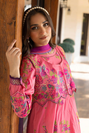 3 Piece Shocking Pink Unstitched Embroidered Lawn - SafaNoor