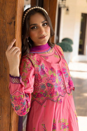 3 Piece Shocking Pink Unstitched Embroidered Lawn - SafaNoor