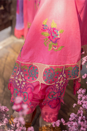 3 Piece Shocking Pink Unstitched Embroidered Lawn - SafaNoor