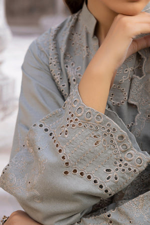 3 Piece Silver Embroidered Karandi Unstitched - SafaNoor