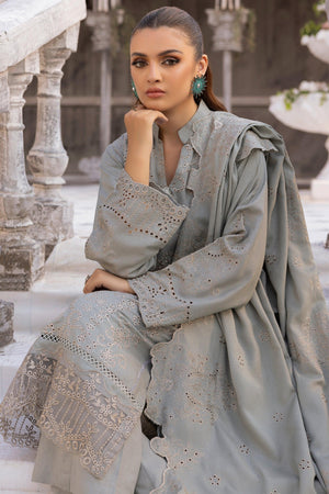 3 Piece Silver Embroidered Karandi Unstitched - SafaNoor