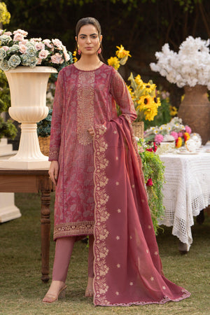 3 Piece Tea Pink Embroidered Lawn Unstitched - SafaNoor