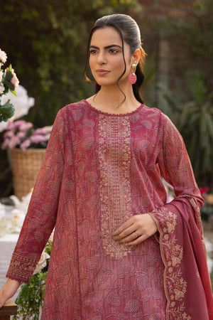 3 Piece Tea Pink Embroidered Lawn Unstitched - SafaNoor