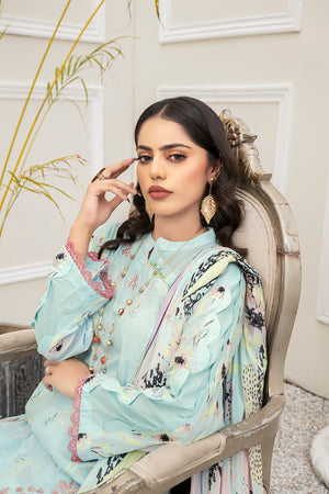 3 Piece Teal Unstitched Embroidered Lawn - (Vol-69/20)3P-S-24-D-6 - SAFANOOR