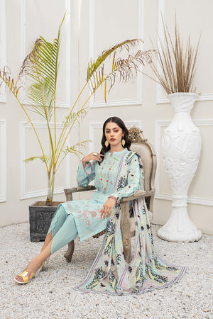3 Piece Teal Unstitched Embroidered Lawn - (Vol-69/20)3P-S-24-D-6 - SAFANOOR