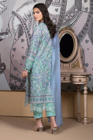 3 Piece Teal Unstitched Printed Lawn - (Vol-101/12)3P-S-25-D11 - SAFANOOR