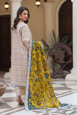 3 Piece Unstitched Beige Embroidered Khaddar - (Vol-115/08)D1 - SAFANOOOR