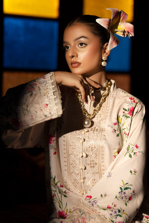 3 Piece Unstitched Beige Embroidered Linen - (Vol-113/01)D10 - SAFANOOOR