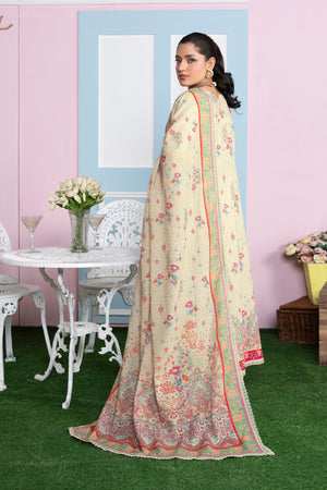 3 Piece Unstitched Beige Printed Lawn - (Vol-107/09)3P-S-25-D11 - SAFANOOR