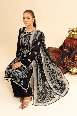 3 Piece Unstitched Black Premium Embroidered Jacquard Lawn Suit By Safa Noor Summer 2026 Dahlia Collection