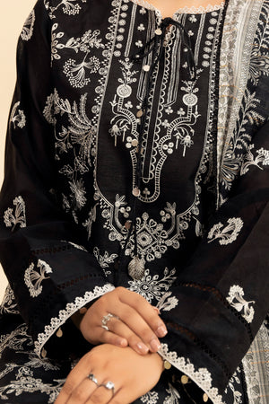 3 Piece Unstitched Black Premium Embroidered Jacquard Lawn Suit By Safa Noor Summer 2026 Dahlia Collection