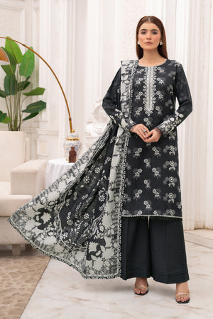 3 Piece Unstitched Black Premium Khaddar - (Vol-116/12)D11 - SAFANOOOR