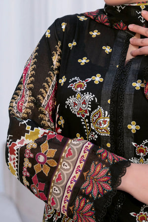 3 Piece Unstitched Black Premium Printed Lawn Suit by Safa Noor Nigaah Collection Summer 2026
