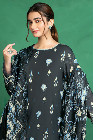 3 Piece Unstitched Black Printed Cotton - (Vol-110/13)D11 - SAFANOOOR