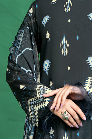 3 Piece Unstitched Black Printed Cotton - (Vol-110/13)D11 - SAFANOOOR