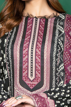 3 Piece Unstitched Black Printed Cotton - (Vol-110/13)D8 - SAFANOOOR