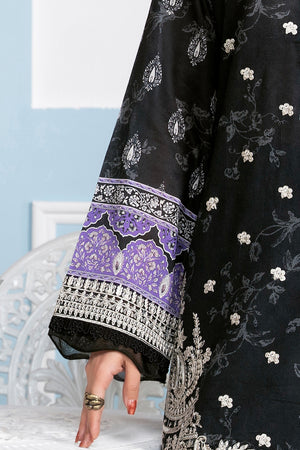 3 Piece Unstitched Black Printed Lawn - (Vol-107/09)3P-S-25-D10 - SAFANOOR