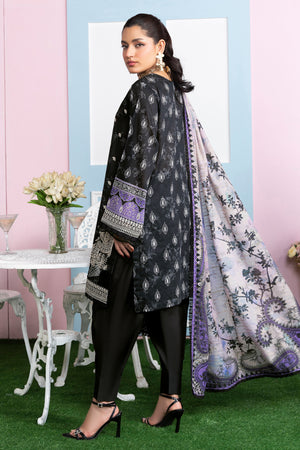 3 Piece Unstitched Black Printed Lawn - (Vol-107/09)3P-S-25-D10 - SAFANOOR