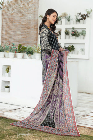 3 Piece Unstitched Black Printed Lawn - SafaNoor