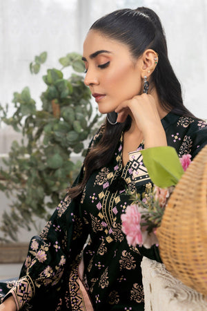3 Piece Unstitched Black Printed Lawn - SafaNoor