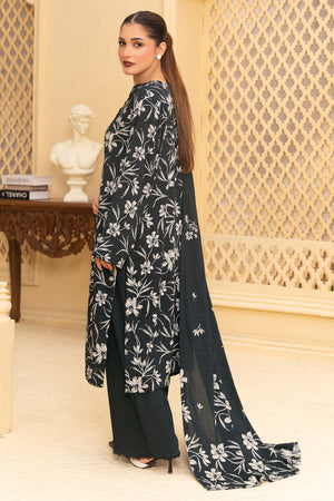 3 Piece Unstitched Black Printed Linen - (Vol-114/08)D1 - SAFANOOOR