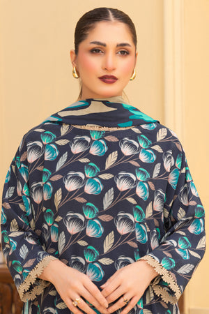 3 Piece Unstitched Black Printed Linen - (Vol-114/08)D5 - SAFANOOOR