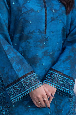 3 Piece Unstitched Blue Embroidered Khaddar - (Vol-115/08)D7 - SAFANOOOR